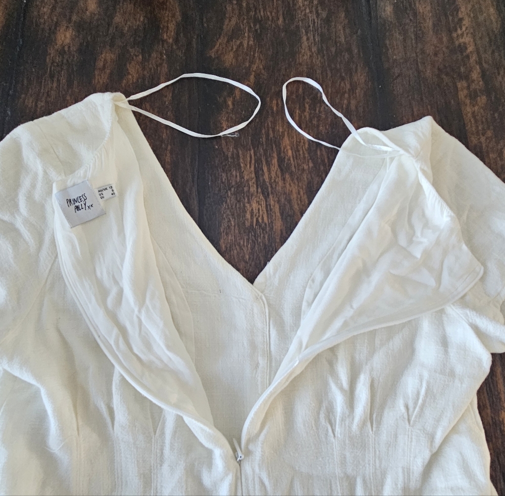 Princess Polly Adi Romper Linen Blend White Size 8 - Picture 9 of 16